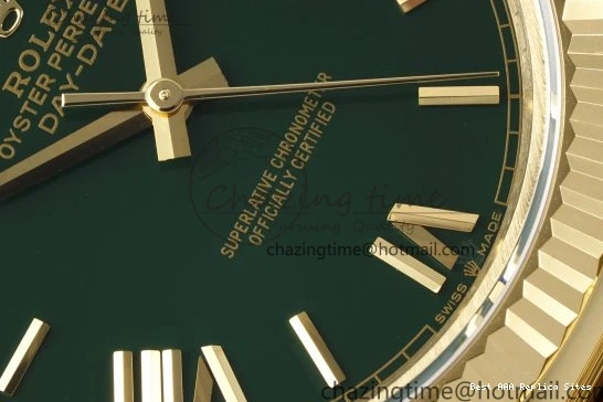 AAA Replica Watches 904L A2836 Green Gain Bracelet EasyMatch YG on V Roman 40 JDF DayDate Dial Markers Weight Steel 1822 President 0109